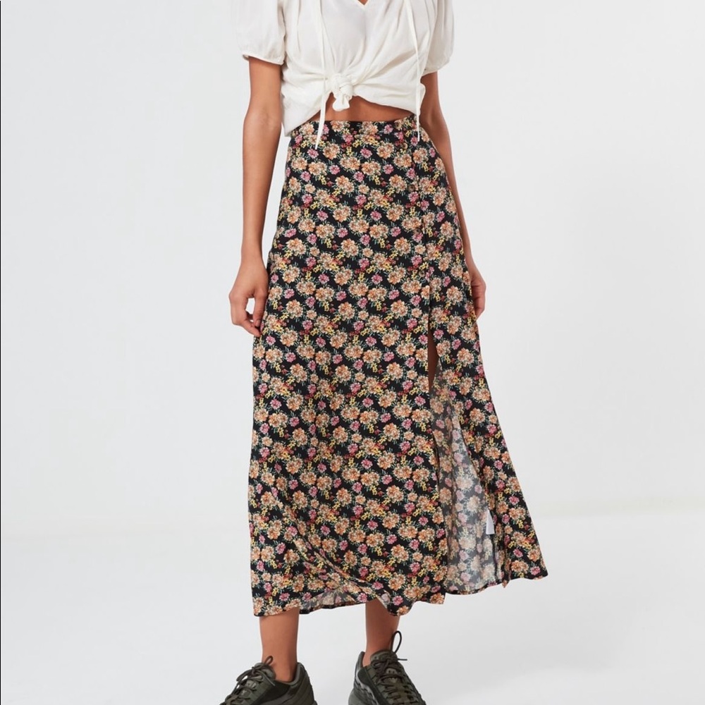 UO Talula floral button down maxi skirt